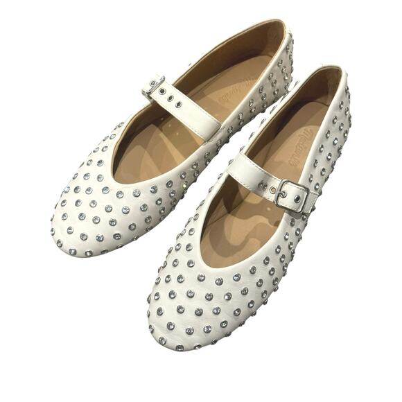 Madewell Women's The Remy Crystal Mary Jane Flat Round Toe Ecru Size 8 - Picture 6 of 11